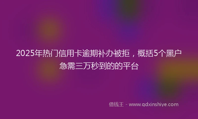 2025年热门信用卡逾期补办被拒，概括5个黑户急需三万秒到的的平台