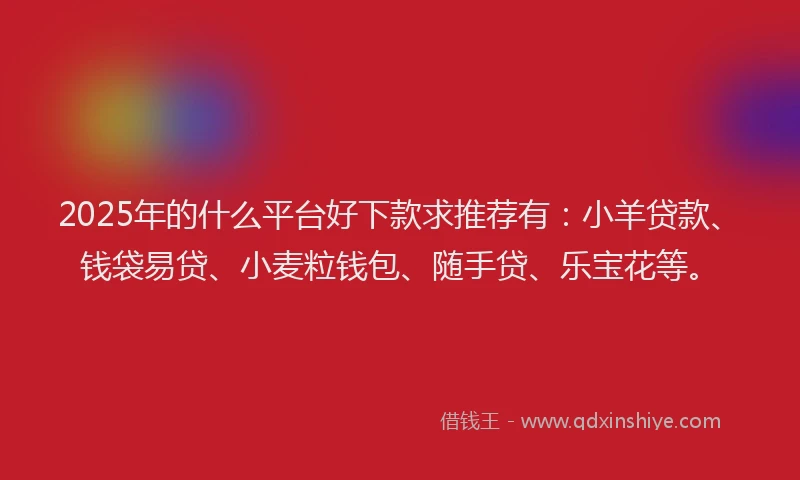 2025年的什么平台好下款求推荐有：小羊贷款、钱袋易贷、小麦粒钱包、随手贷、乐宝花等。