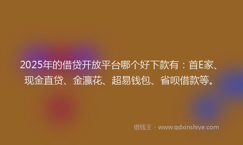 2025年的借贷开放平台哪个好下款有：首E家、现金直贷、金瀛花、超易钱包、省呗借款等。