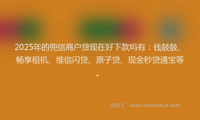 2025年的兜信商户贷现在好下款吗有：钱鼓鼓、畅享租机、维信闪贷、原子贷、现金秒贷通宝等。