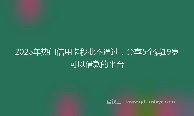 2025年热门信用卡秒批不通过，分享5个满19岁可以借款的平台