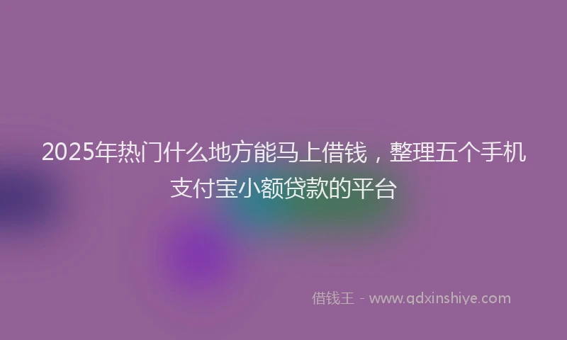 2025年热门什么地方能马上借钱，整理五个手机支付宝小额贷款的平台