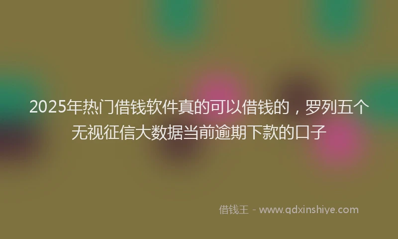 2025年热门借钱软件真的可以借钱的，罗列五个无视征信大数据当前逾期下款的口子