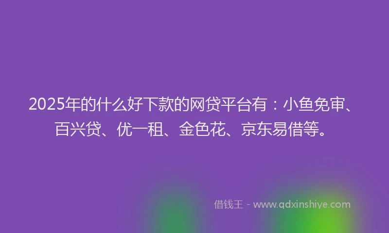 2025年的什么好下款的网贷平台有：小鱼免审、百兴贷、优一租、金色花、京东易借等。