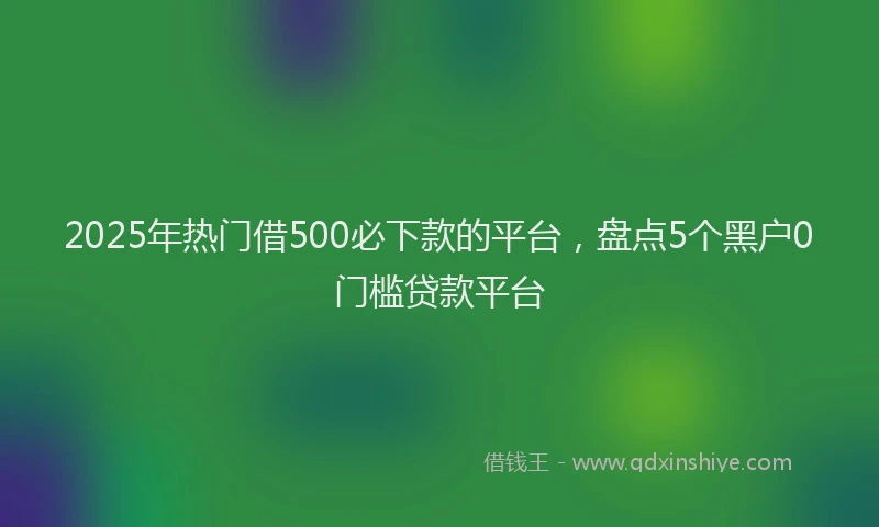 2025年热门借500必下款的平台，盘点5个黑户0门槛贷款平台