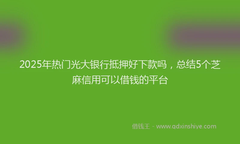 2025年热门光大银行抵押好下款吗，总结5个芝麻信用可以借钱的平台