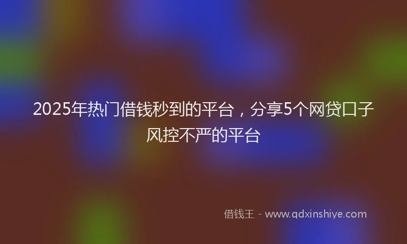 2025年热门借钱秒到的平台，分享5个网贷口子风控不严的平台