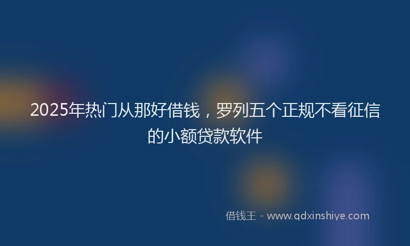 2025年热门从那好借钱，罗列五个正规不看征信的小额贷款软件