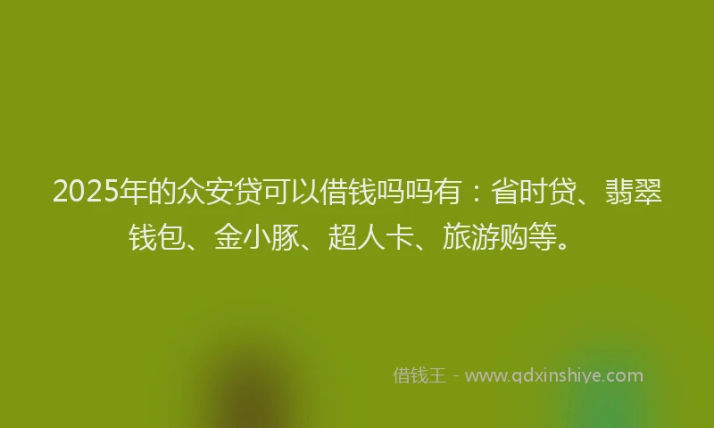 2025年的众安贷可以借钱吗吗有:省时贷、翡翠钱包、金小豚、超人卡、旅游购等。