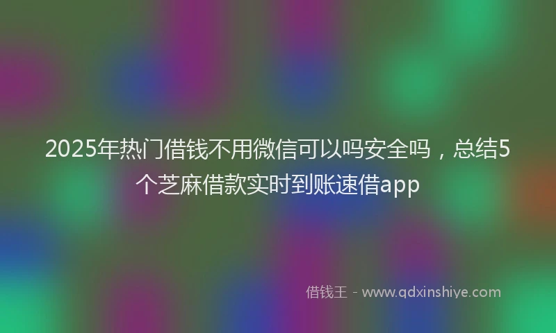 2025年热门借钱不用微信可以吗安全吗，总结5个芝麻借款实时到账速借app
