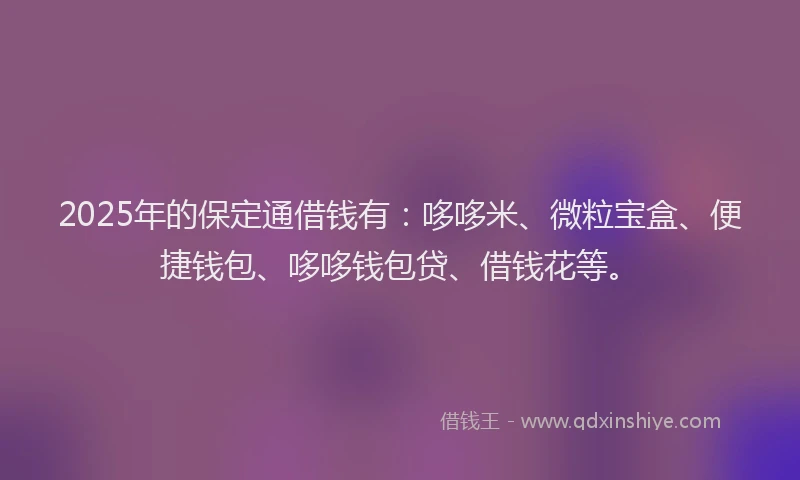 2025年的保定通借钱有：哆哆米、微粒宝盒、便捷钱包、哆哆钱包贷、借钱花等。