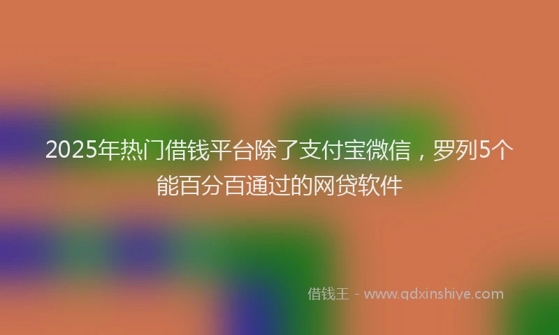 2025年热门借钱平台除了支付宝微信，罗列5个能百分百通过的网贷软件