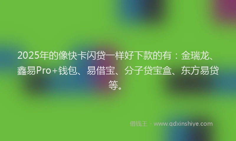 2025年的像快卡闪贷一样好下款的有：金瑞龙、鑫易Pro+钱包、易借宝、分子贷宝盒、东方易贷等。