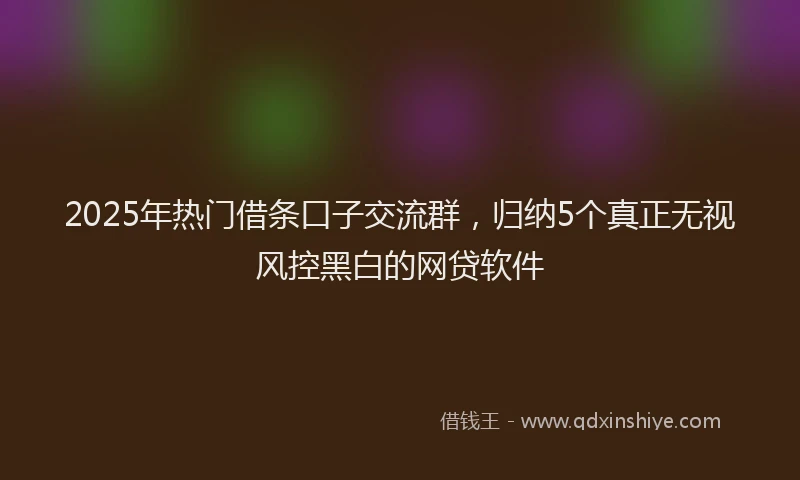2025年热门借条口子交流群，归纳5个真正无视风控黑白的网贷软件