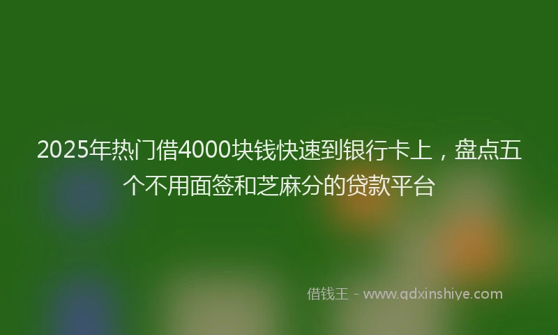2025年热门借4000块钱快速到银行卡上，盘点五个不用面签和芝麻分的贷款平台