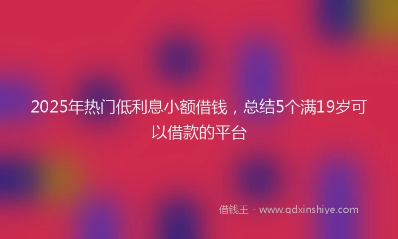 2025年热门低利息小额借钱，总结5个满19岁可以借款的平台