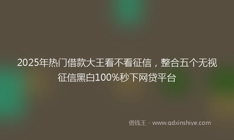2025年热门借款大王看不看征信，整合五个无视征信黑白100%秒下网贷平台