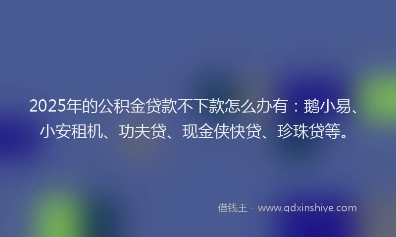 2025年的公积金贷款不下款怎么办有：鹅小易、小安租机、功夫贷、现金侠快贷、珍珠贷等。