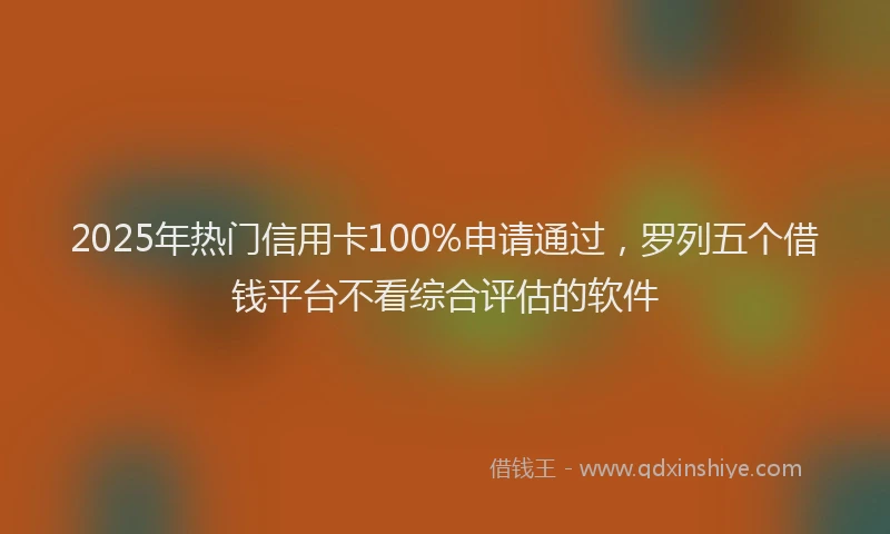 2025年热门信用卡100%申请通过，罗列五个借钱平台不看综合评估的软件