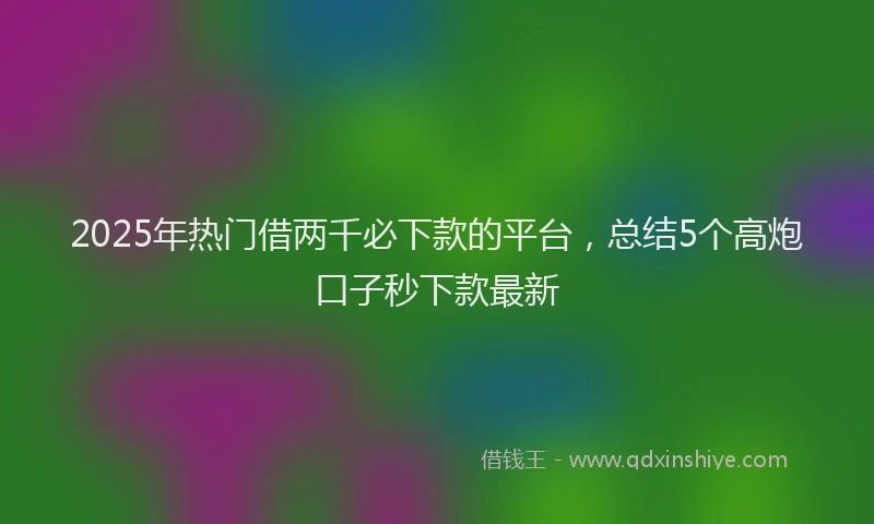 2025年热门借两千必下款的平台，总结5个高炮口子秒下款最新