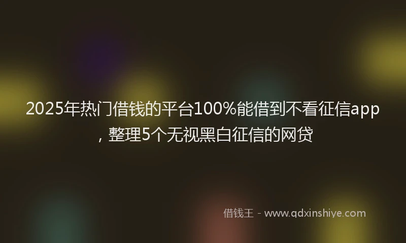2025年热门借钱的平台100%能借到不看征信app，整理5个无视黑白征信的网贷