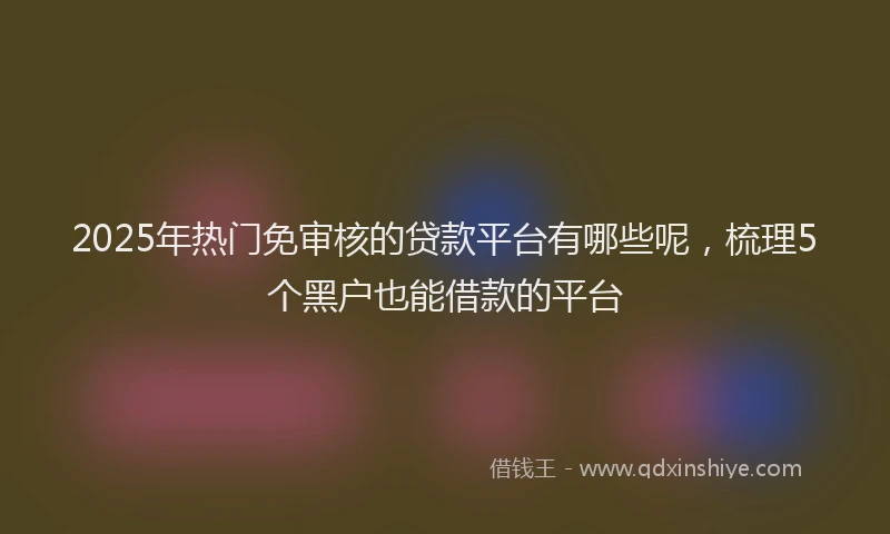 2025年热门免审核的贷款平台有哪些呢，梳理5个黑户也能借款的平台