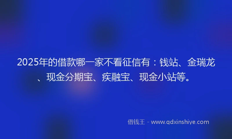 2025年的借款哪一家不看征信有：钱站、金瑞龙、现金分期宝、疾融宝、现金小站等。
