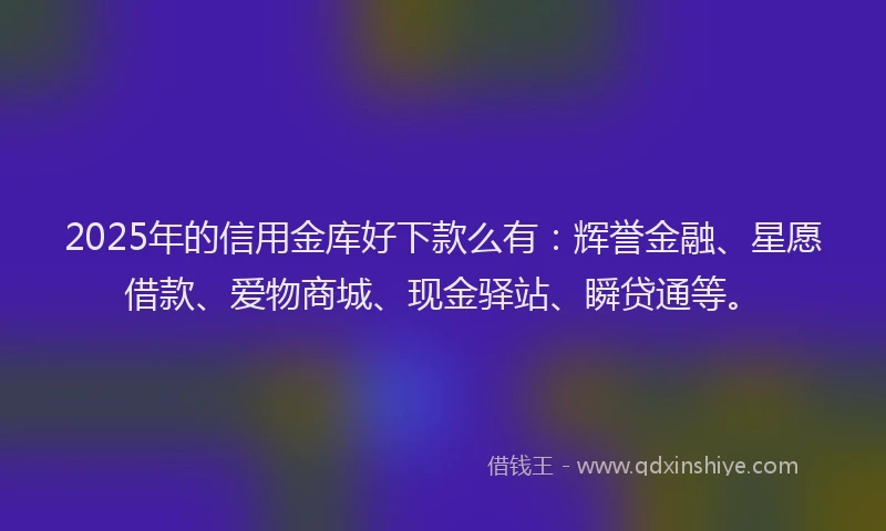 2025年的信用金库好下款么有：辉誉金融、星愿借款、爱物商城、现金驿站、瞬贷通等。