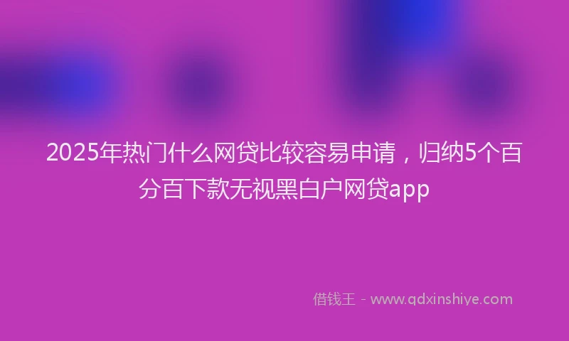 2025年热门什么网贷比较容易申请，归纳5个百分百下款无视黑白户网贷app
