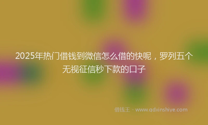 2025年热门借钱到微信怎么借的快呢，罗列五个无视征信秒下款的口子