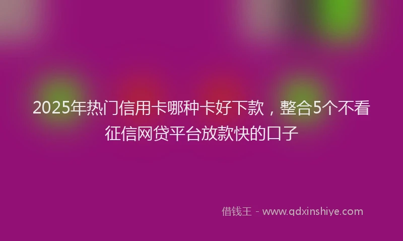 2025年热门信用卡哪种卡好下款，整合5个不看征信网贷平台放款快的口子