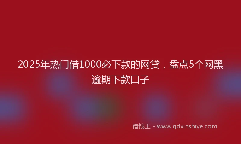 2025年热门借1000必下款的网贷，盘点5个网黑逾期下款口子