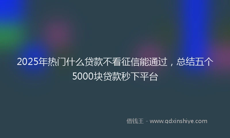 2025年热门什么贷款不看征信能通过，总结五个5000块贷款秒下平台