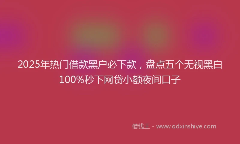 2025年热门借款黑户必下款，盘点五个无视黑白100%秒下网贷小额夜间口子