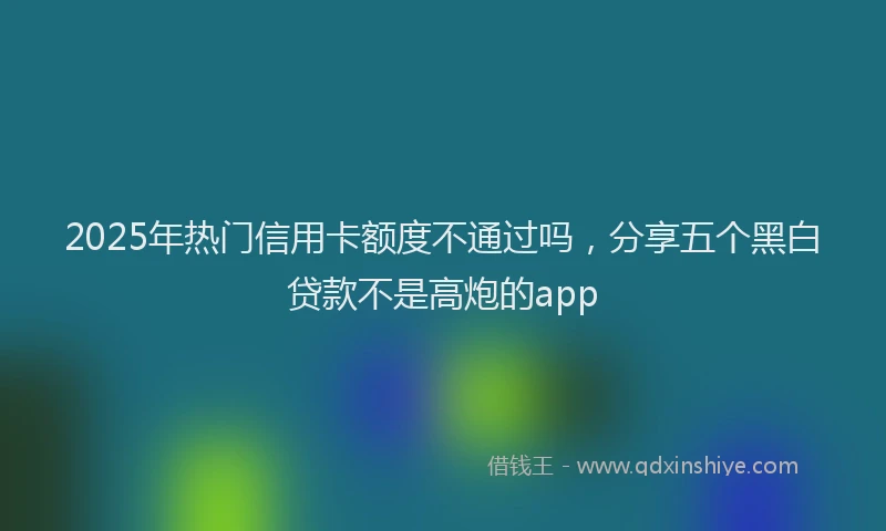 2025年热门信用卡额度不通过吗，分享五个黑白贷款不是高炮的app