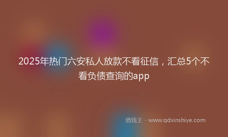 2025年热门六安私人放款不看征信，汇总5个不看负债查询的app