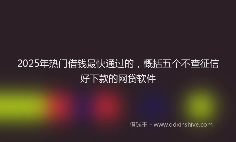 2025年热门借钱最快通过的，概括五个不查征信好下款的网贷软件