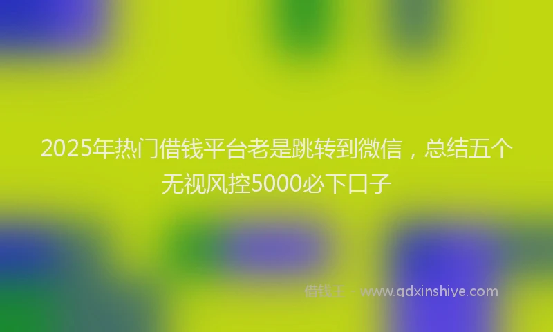 2025年热门借钱平台老是跳转到微信，总结五个无视风控5000必下口子