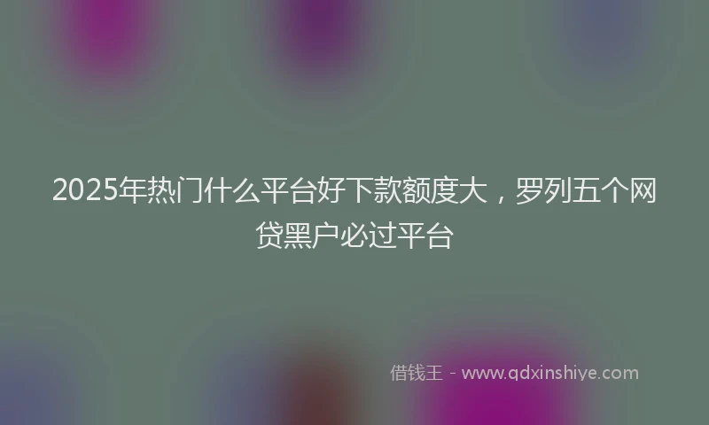 2025年热门什么平台好下款额度大，罗列五个网贷黑户必过平台