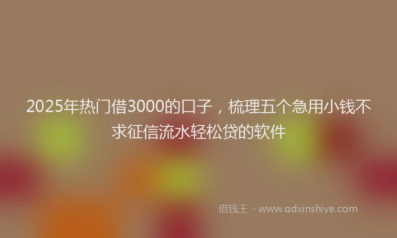 2025年热门借3000的口子，梳理五个急用小钱不求征信流水轻松贷的软件