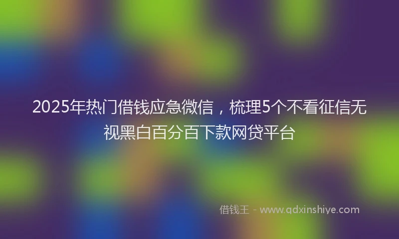 2025年热门借钱应急微信，梳理5个不看征信无视黑白百分百下款网贷平台