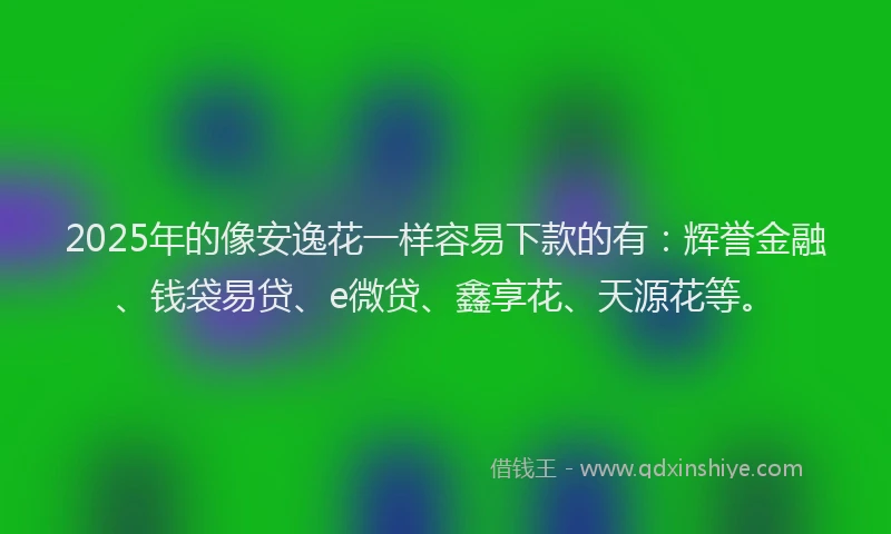 2025年的像安逸花一样容易下款的有：辉誉金融、钱袋易贷、e微贷、鑫享花、天源花等。