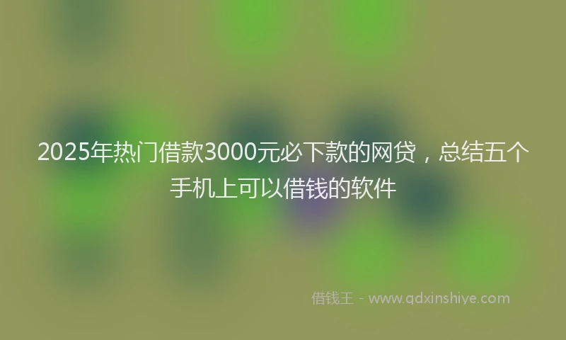 2025年热门借款3000元必下款的网贷，总结五个手机上可以借钱的软件