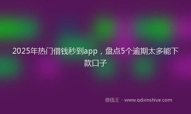2025年热门借钱秒到app，盘点5个逾期太多能下款口子