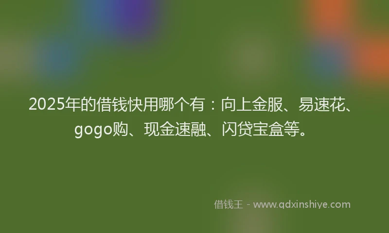 2025年的借钱快用哪个有：向上金服、易速花、gogo购、现金速融、闪贷宝盒等。