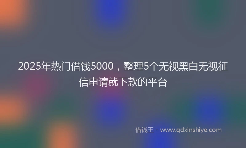 2025年热门借钱5000，整理5个无视黑白无视征信申请就下款的平台