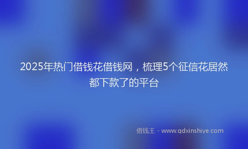 2025年热门借钱花借钱网，梳理5个征信花居然都下款了的平台