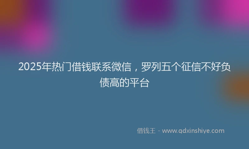 2025年热门借钱联系微信，罗列五个征信不好负债高的平台