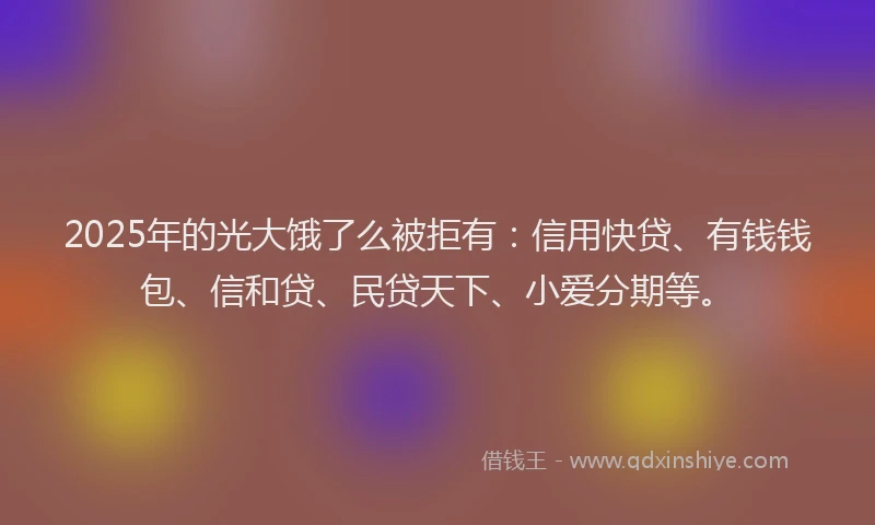 2025年的光大饿了么被拒有：信用快贷、有钱钱包、信和贷、民贷天下、小爱分期等。