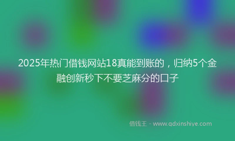 2025年热门借钱网站18真能到账的，归纳5个金融创新秒下不要芝麻分的口子